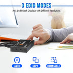 J-Tech Digital HDMI Splitter 1 in 2 Out 4K@60Hz, 1x2 HDMI Splitter for Duplicate/Mirror Screen 4K to 1080P Downscaling Function 3 EDID Settings (JTECH-SP12M18G)