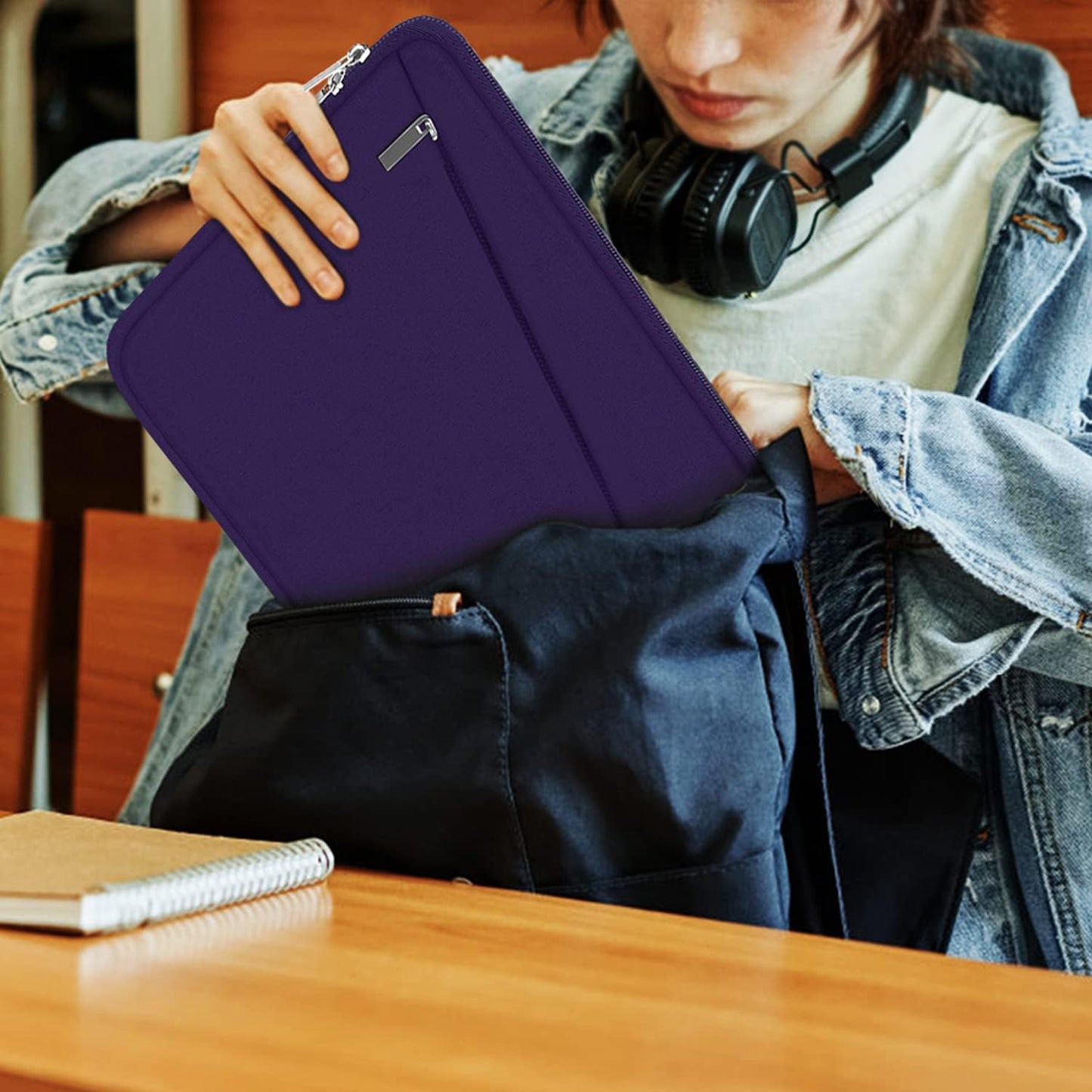 15.6 inch Laptop Sleeve Case, Durable Computer Carrying Bag Protective Case Briefcase Handbag with Front Pocket, Slim Laptop Case Cover for 15.6 Inch HP, Dell, Lenovo, Asus, Notebook, Purple