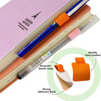 Pen Loop Holder for Notebook 14 Colors Self-Adhesive Stick On Pen Holder with Extra 2 Pens Clips 2 Leather Bookmarks As COMBO for Planner Journal Tablet Clipboards Calendars Bible Campus School Office