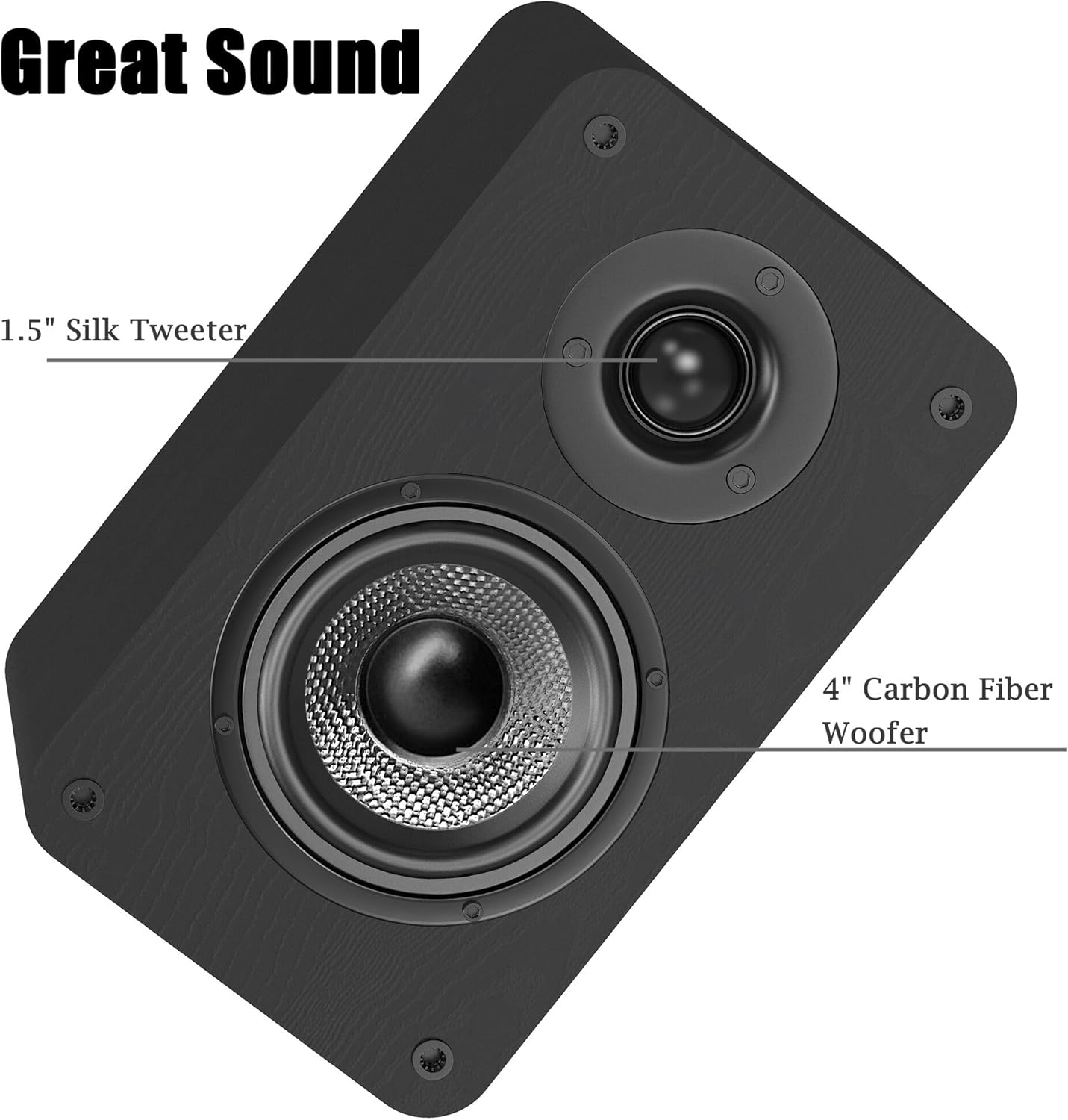 LONPOO Powered Bookshelf Speaker, Active Near Field Studio Monitor with 4" Caron Fiber Woofer and 1" Silk Domed Tweeter,100 Watts RMS with eARC, Optical, Coaxial, Wireless Bluetooth Streaming,Aux-in
