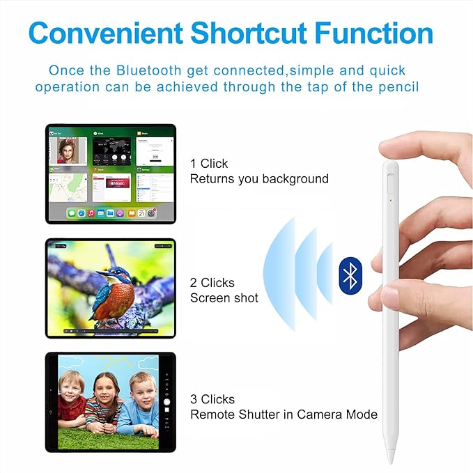 Stylus Pen for iPad 2018-2025 with Palm Rejection, Apple Pencil for Pad11th/10th/9th/8th/7th/6th Gen, iPad Pro 11/12.9 inch, New iPad Air 2025 11&13-inch(M3/2) /5th/4th/3th Gen, iPad mini 6th/5th