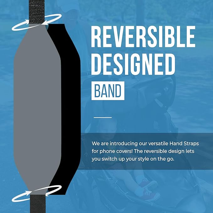 Phone Grip Strap - Pack of 2 Reversible Finger Holder for Phone Back, Customizable Anti-Slip Design, Wireless Charging Compatible Detachable Holder for iPhone - Black & Grey