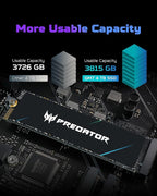Predator GM7 4TB SSD: M.2 2280 PCIe Gen 4 x4 NVMe 2.0, Read Speed Up to 7400 MB/s, Internal PC Solid State Drive for Laptop, Desktop and PS5 - BL.9BWWR.120
