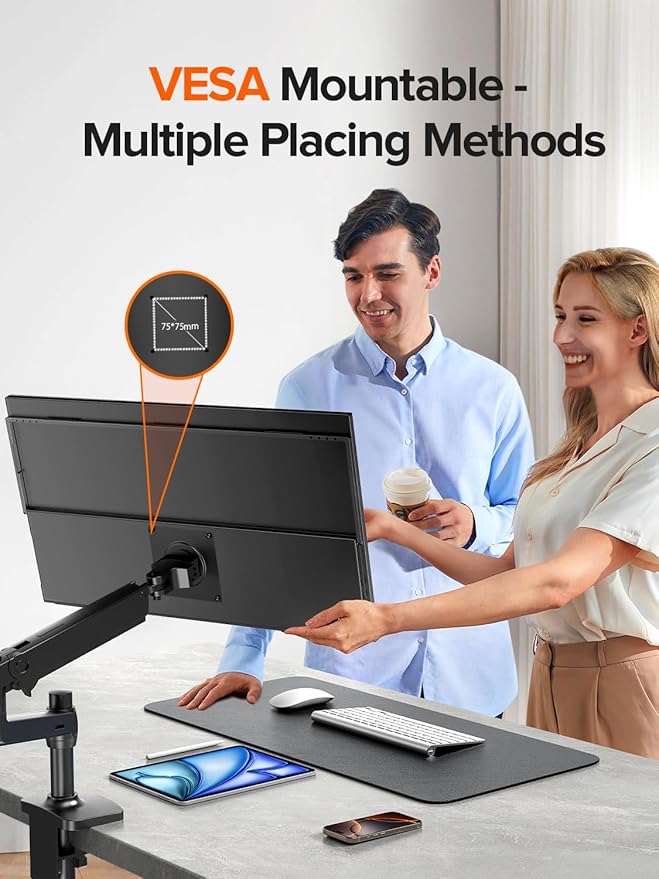 UPERFECT 24" 120Hz Portable Monitor 1080P 100% sRGB with Built-in Stand & VESA, HDMI USB-C FHD Travel Monitor for Laptop/MacBook/SteamDeck/Phone/Mini PC, External Second Screen for Gaming & Work