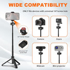 COMAN MT30-Pro Extendable Phone Tripod, 61cm Cell Phone Tripod Stand for iPhone with 360° Ball Head, Selfie Stick Vlog Stand with Remote, Tripod for iPhone 16/15/14/13/12 Pro Max/Android, Black