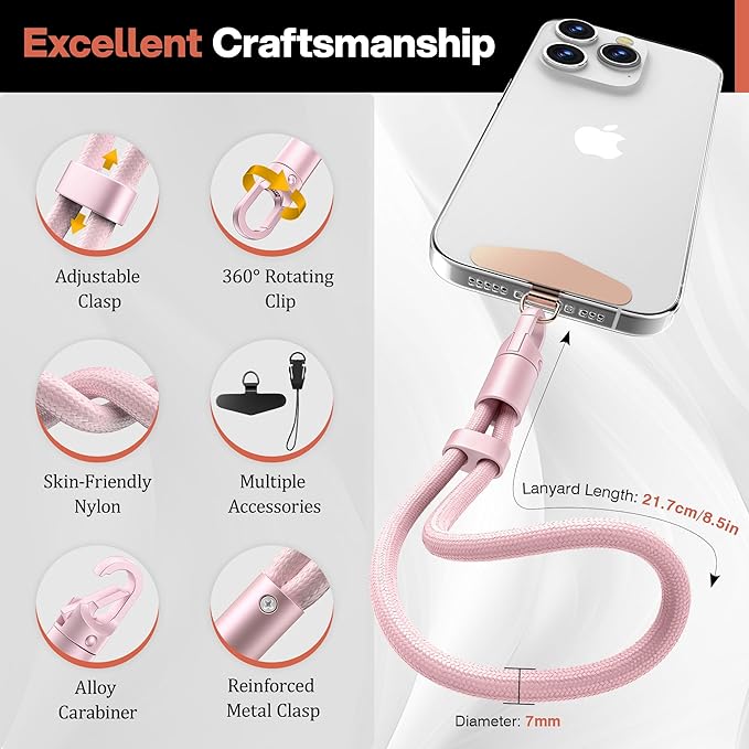 Kaptron Adjustable Phone Wrist Strap - Universal Cell Phone Lanyard Wrist Strap with Lanyard Patches