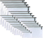 Oaimyy-24 Pcs Plastic Mesh Zipper Pouch Document Folders Bag Zip File Folders for School Office Supplies, Travel,Puzzles Games Organizing Storage-Black (MultiSize)