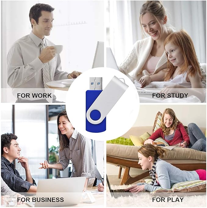 TOPESEL 5 Pack 64GB USB 3.0 Flash Drive Memory Stick Thumb Drives (5 Mixed Colors: Black Blue Green Red Silver)