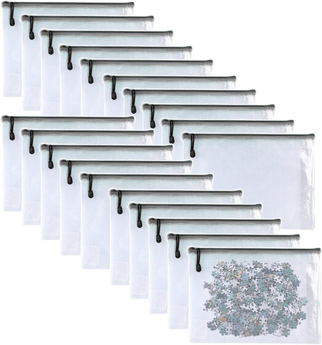 Oaimyy-4 x 6-20 Pcs-Plastic Mesh Zipper Pouch Document Folders Bag Zip File Bags for Office Supplies,Home,Travel Storages,Puzzle Board Games Storage- (Black)