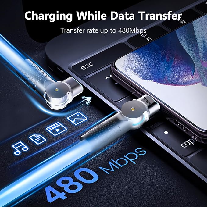 140W USB C to USB C Charger Cable [2-Pack 6.6FT], Type C Fast Charging Cable Compatible with MacBook Pro, iPad Pro Air, iPhone 16/16 Plus/16 Pro Max, Galaxy S23+/S23 Ultra, Orange+White…