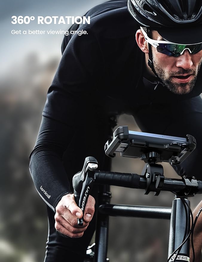 Lamicall Motorcycle Phone Mount, Bike Phone Holder - [Metal Lock] Upgrade Quick Install Handlebar Clip for Bicycle Scooter, Cell Phone Clamp for iPhone 16 15 14 Pro Max, Galaxy, 4.7-6.8" Phones