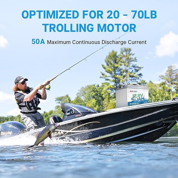 Redodo Smart Bluetooth 12V 50Ah LiFePO4 Lithium Battery for Trolling Motor, Low-Temp Protection, 10 Years Lifetime, Lightweight & Portable Perfect for RV, Solar, Boat Marine and Camping