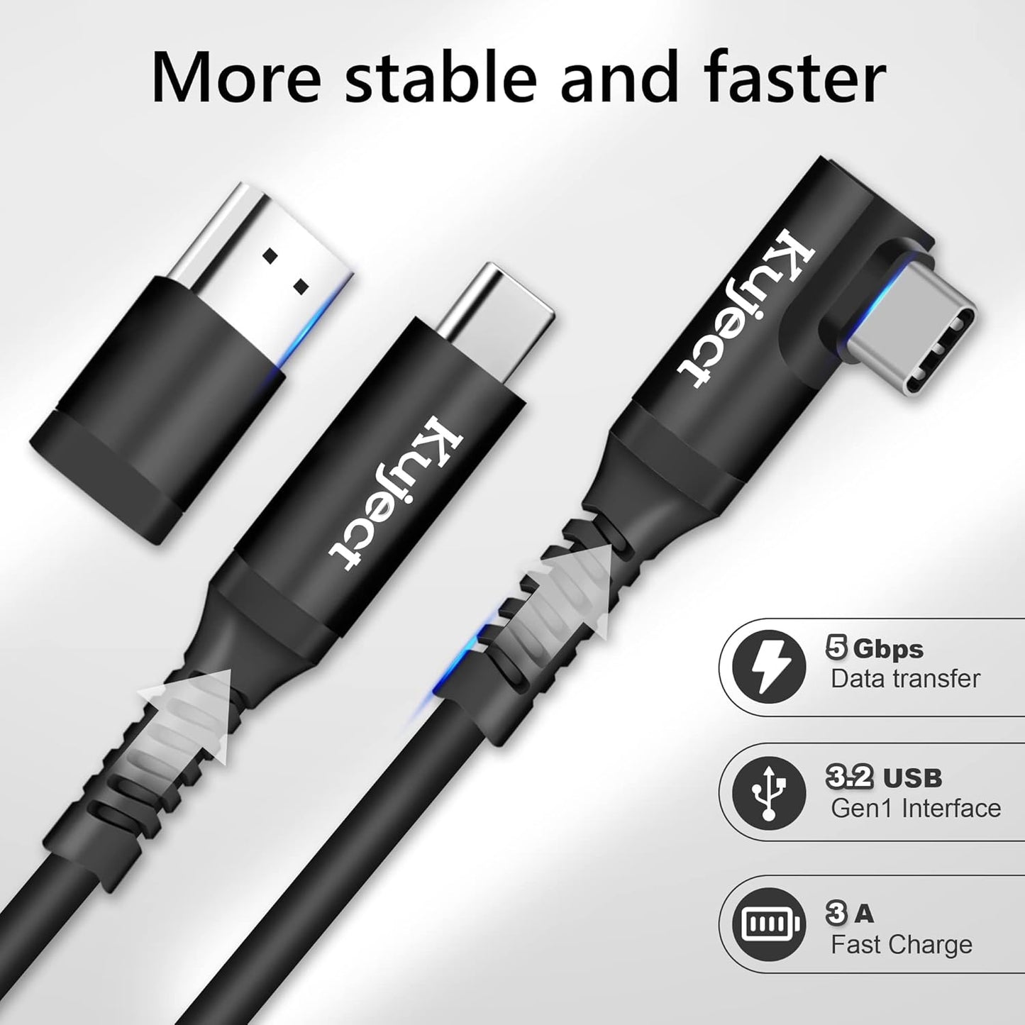 Kuject Link Cable 16FT Compatible for Quest 3S/3, Quest 2/Pro, Pico 4, VR Headset Accessories Cable for Rift S/Steam VR Games, USB 3.0 Type C to C High Speed Data Transfer Charging Cord for Gaming PC