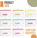 24pcs Mesh Zipper Pouch Bags Puzzle Storage Bags, A4 13x9 Inches Large Reusable Zipper Pouches for Classroom Organizing Board Game Home Organization
