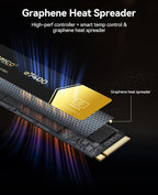 ORICO 1TB NVMe SSD PCIe 4.0- Up to 7400MB/s, M.2 2280 PCIe 4.0X4 Internal Solid State Drive, Fast Heat Dissipation, Compatible with macOS Windows for Gamers and Creators-e7400