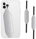 Phone Grip Strap - Reversible Finger Holder for Phone Back, Customizable Anti-Slip Design, Wireless Charging Compatible Detachable Holder for iPhone - Metallic Silver