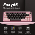 Chilkey Foxy65 Mechanical Keyboard with Knob, Gasket Mount 65% Aluminum Wireless Mechanical Keyboard, BT5.0/2.4GHz/USB-C, Hot Swappable, RGB Backlit Computer Custom Key Board for PC