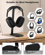 VICHYIE Headphone Stand for AirPods Max, Headset Holder with Aluminum Supporting Rod, Heavy Base Desk Stand Headphones Support Accessory for All Headphones - Black