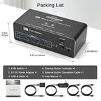 DEMEXBOOK Dual Monitor DisplayPort KVM Switch 2 Monitors 2 Computers 8K@60Hz 4K@144Hz,KVM Switch 2 Computers Share 2 Monitors, 4 USB 3.0 Ports, Supports Extended/Copy Mode with Remote & USB Cables