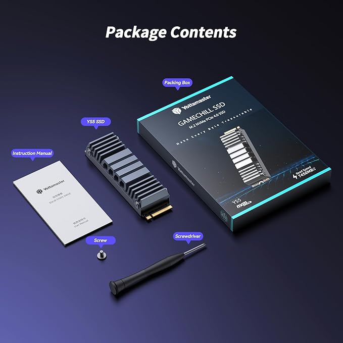 Yottamaster YS5 1TB SSD for PS5 Storage Expansion with Heatsink, M.2 PCIe 4.0 Gaming SSD Up to 7450MB/s, 3D NAND TLC, Internal Gaming Solid State Drive for PS5