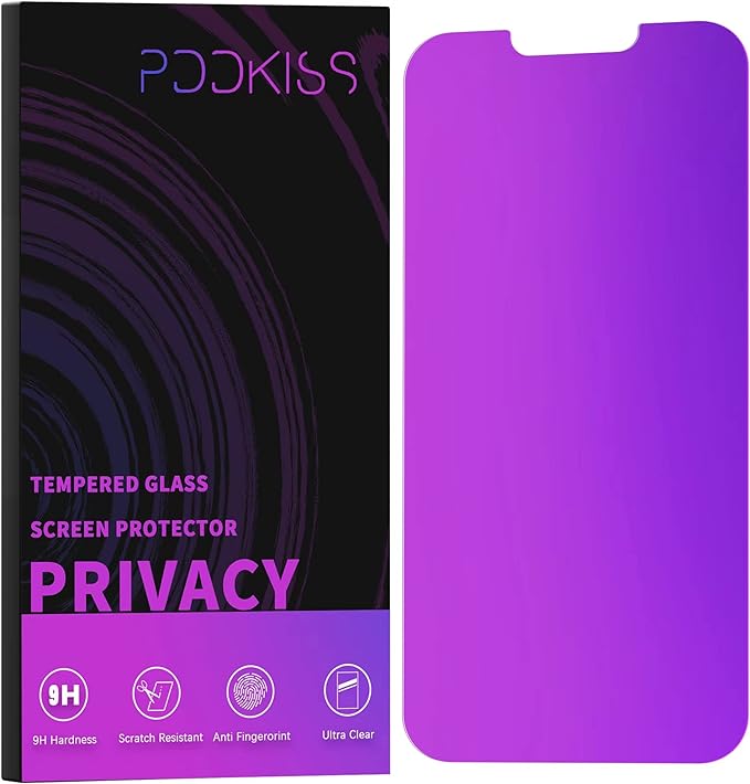 Compatible for iPhone 12 Pro Max Privacy Screen Protector 6.7 Inch, Purple Gradient Colorful Anti Spy Anti Blue Light HD Screen Protector Tempered Glass Easy Installation