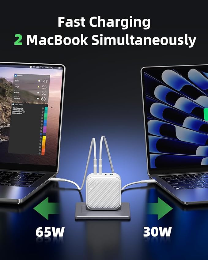 100W USB C Charger 4 Port GaN Wall Charger Block Compact Power Adapter with Folable Plugs for MacBook Air/Pro, Laptop, Tablet, iPad, iPhone, Samsung Galaxy, Apple Watch and More