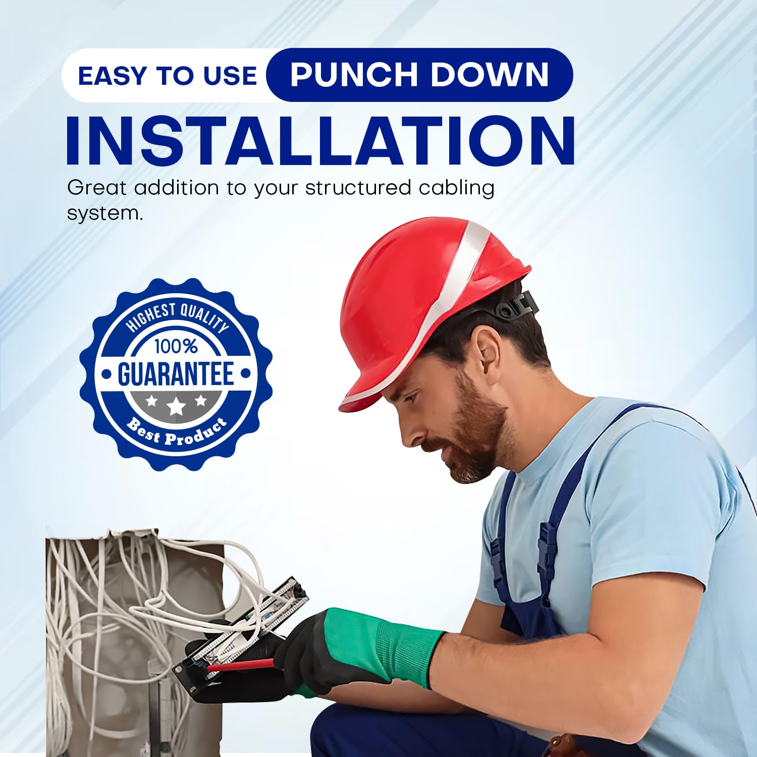 NewYork Cables 12 Port Cat6 Patch Panel – 10Gb Ethernet, 1U Horizontal Wall Mount Loaded 10-Inch Keystone, UTP, Cable Ties, – Black