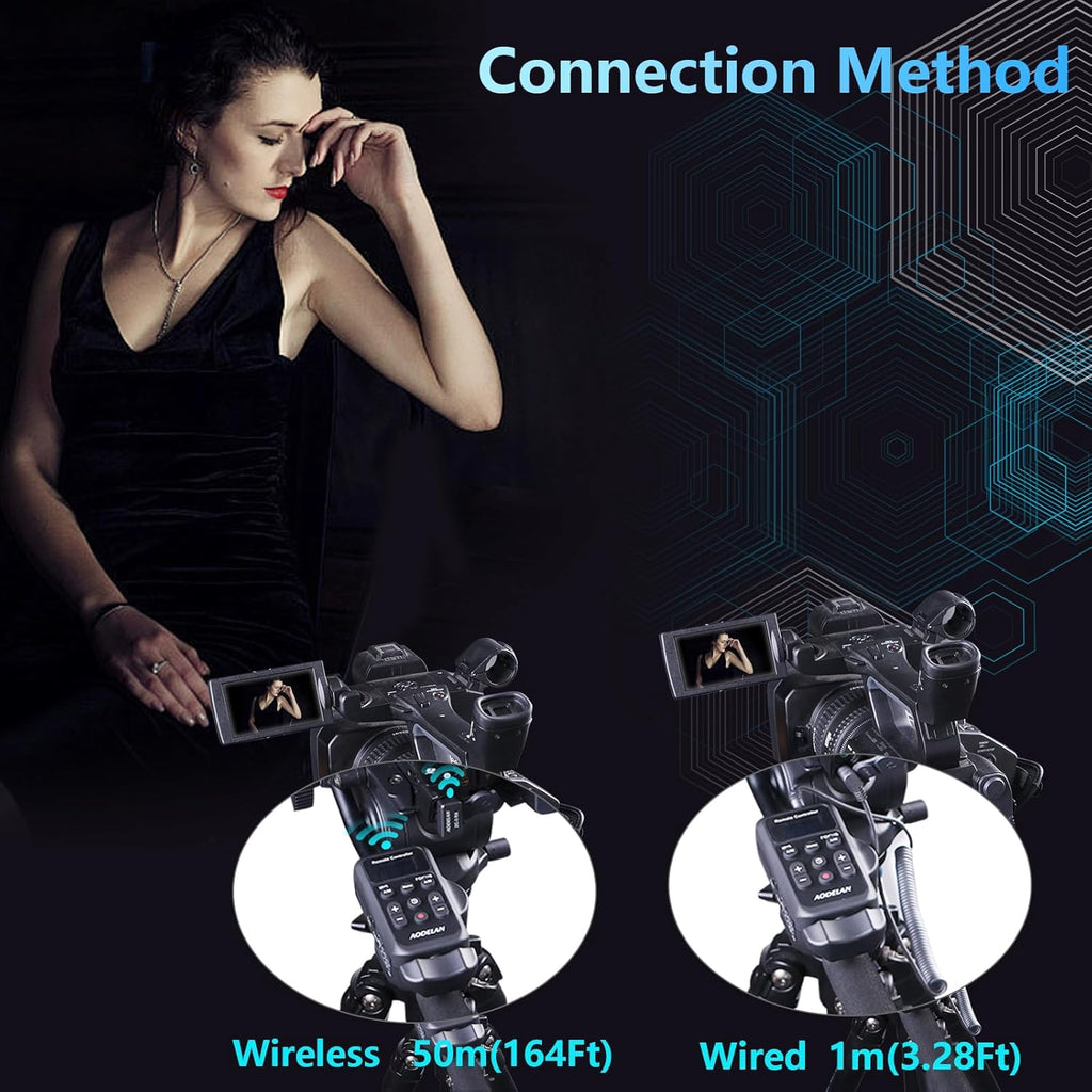 AODELAN Remote Control Camcorder Wireless Zoom Controller with LANC or 2.5mm Remote Jack for Sony and Canon, Zoom Focus IRIS Recording Playback Compatible with Canon XA50 XA55 XF405 G70 G60 /Sony NX8