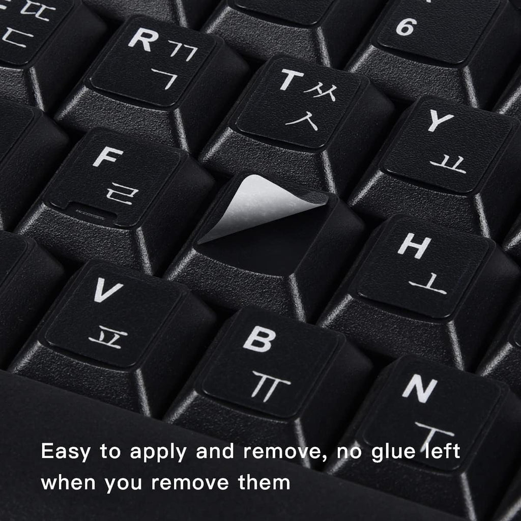 2PCS Korean Keyboard Stickers, Korean-English Keyboard Letters Replacement Sticker White Font on Black Background for Computer Laptop Notebook Desktop, Matte Keyboard Alphabet Stickers