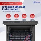 NewYork Cables 48 Port Cat6 Patch Panel – 10Gb Ethernet, 2U Rackmount 19-Inch, Color-Coded T568A/B Labels, Unshielded, 110/Krone Compatible, Black