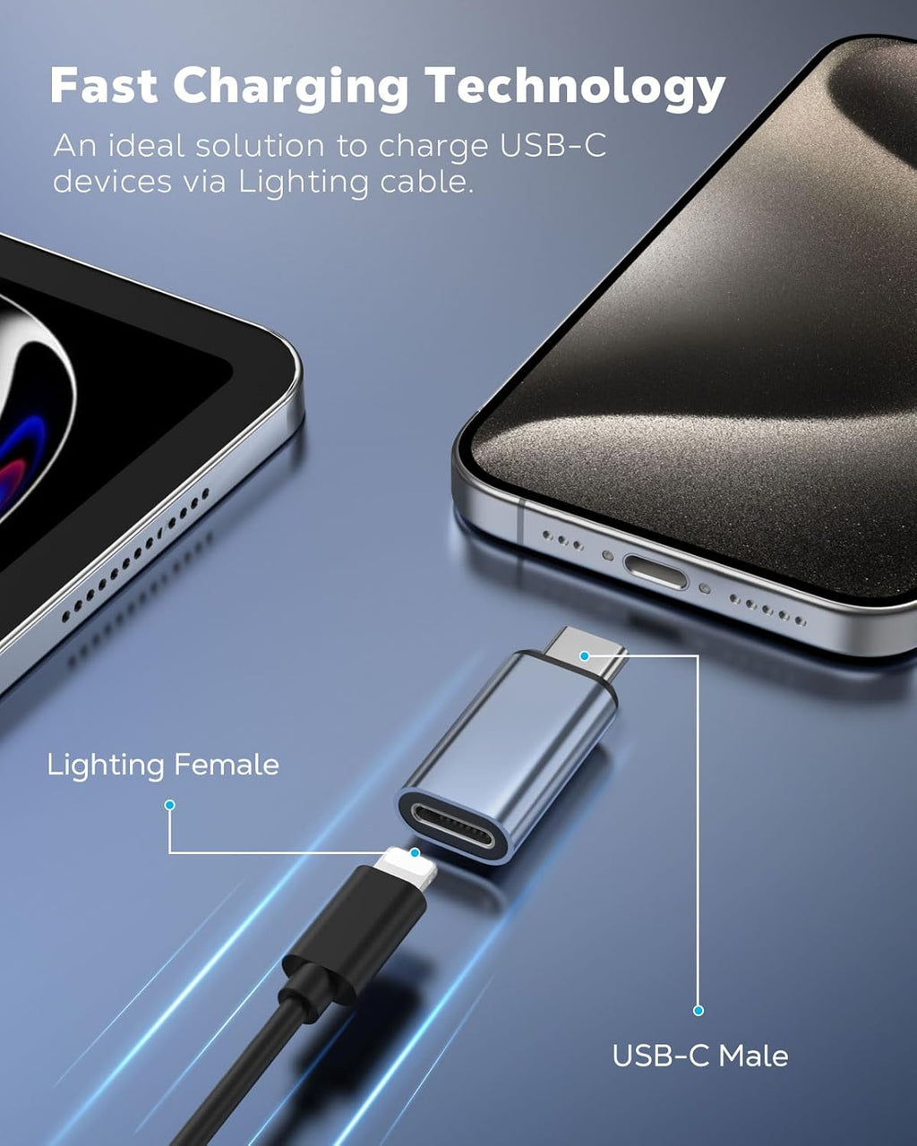 MoKo 4 Pack Lightning Female to USB C Male Adapter,USB-C Lightning Adapter for iPhone 15/16 Pro/16 Pro Max/Plus,Galaxy S24,iPad,iPhone to USB C Adapter for Charging/Data Sync, NOT for Audio/OTG, Gray