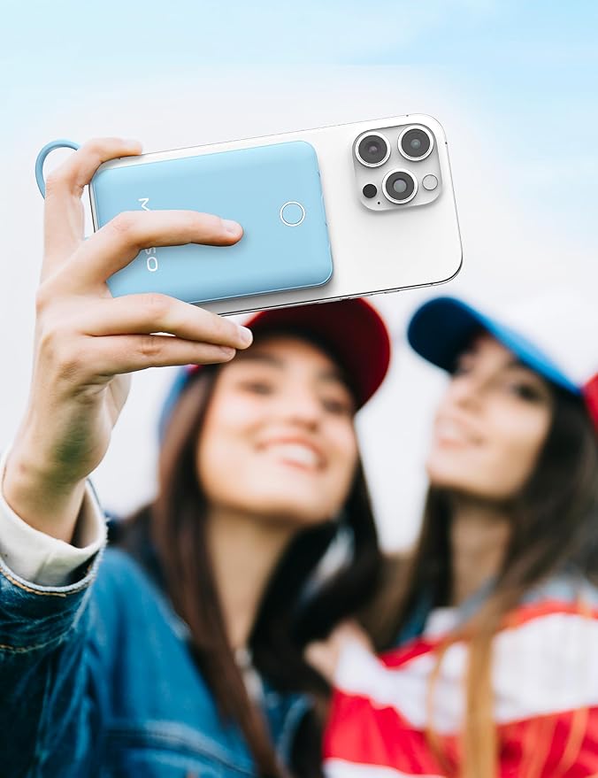 10000mAh Slim Portable Charger with Built in Cable, Power Bank Travel Charger External Battery Pack for Phone, 3 Output USB Type C Cord Clutch Charger Compatible with iPhone, Blue