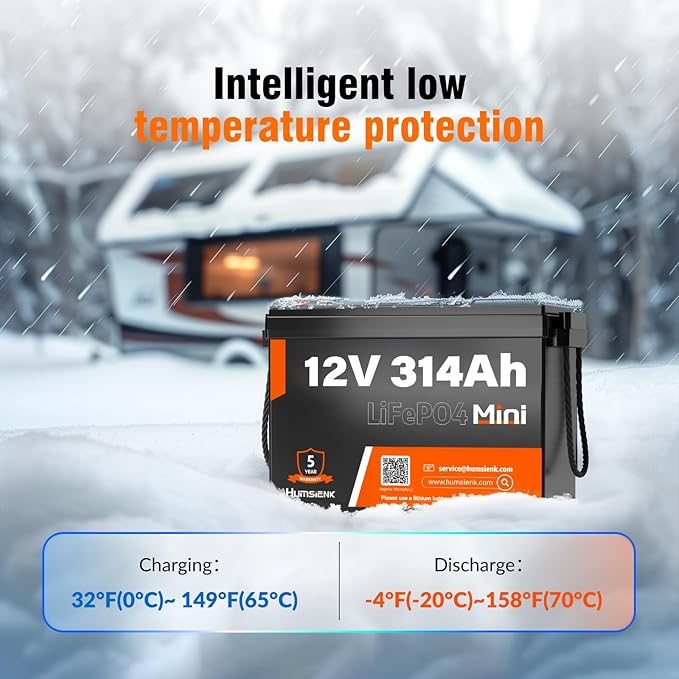 12V 314Ah LiFePO4 Lithium Battery Max. 4019Wh Energy, 15000+ Deep Cycles,100A BMS Lithium Iron Phosphate Rechargeable Battery Great for RV, Marine and Off Grid Applications, 4 PACK