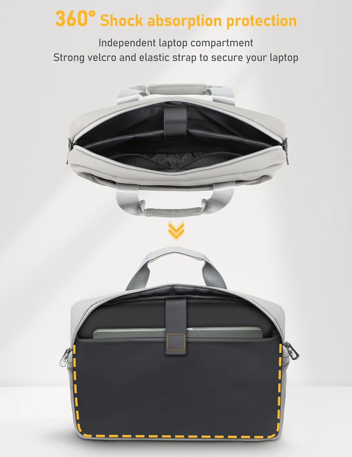 13-14 Inch Laptop Shoulder Bag Business Briefcase Water Resistant Computer Messenger Bags Compatible with MacBook Pro 14, MacBook Air 13 M4, HP, Dell, ASUS Notebook, Grey