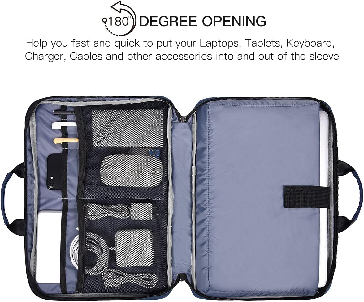 15.6 Inch Laptop Sleeve Bag, Waterproof Men Women TSA Case for Macbook Pro 16 M4 M3 M2 M1, Acer Aspire E15/Predator, Lenovo Ideapad 1 15.6, HP Envy/Victus 15.6, ASUS Dell 15 Case, Navy Blue