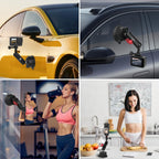 Camera Suction Cup Mount Kits-360°Ball Head Magic Arm,Double-Layer Suction Cup Mount for Action Cameras, GoPr0 Hero 13/12, DJI Osmo X4/X3,Mount on Car Windshield,Dashboard-Video Shooting,JC019