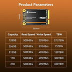 Yottamaster M500 512GB mSATA SSD SATA III 6Gb/s, mSATA Internal Solid State Drive Up to 500MB/s, Mini-SATA with 3D NAND, Compatible with Ultrabooks Desktop PC Laptop, All-in-One PCs, 30x50mm