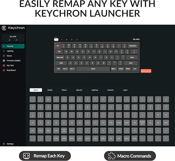 Keychron Q4 Wired Custom Mechanical Keyboard, 60% Layout QMK/VIA Programmable Macro with Hot-swappable Gateron G Pro Blue Switch Double Gasket Compatible with Mac Windows Linux(Navy Blue)