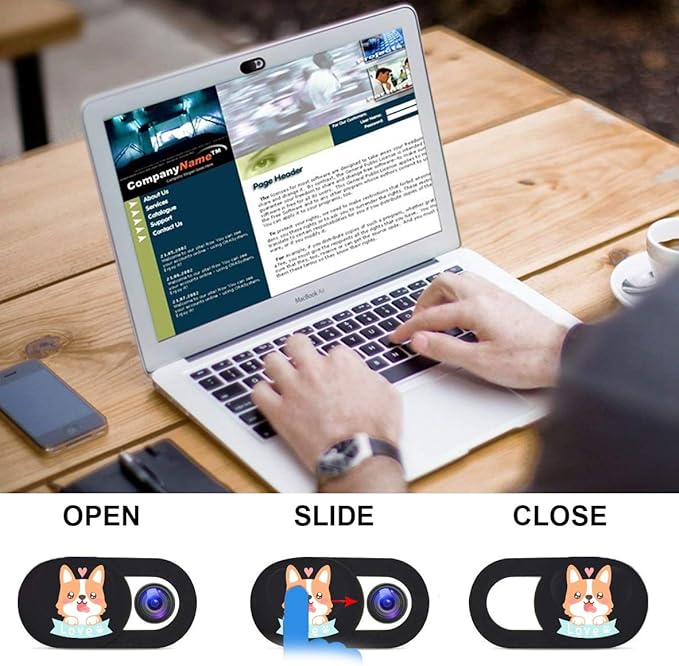 Laptop Camera Cover Slide 3 Pack Ultra Thin Slide Computer Webcam Covers for Echo Show, iPhone, iPad, Tablet, Chromebook, PC - Pug