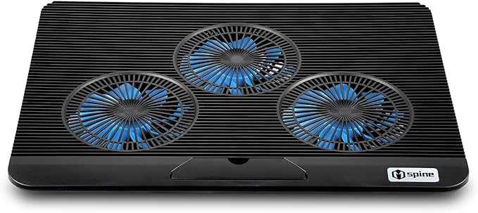 Laptop Cooling Pad, Mspine Laptop Cooler with 3 Blue Silent Fans, Ergonomic USB Powered Laptop Stand with Dual USB 2.0 Ports, Height-Adjustable Notebook Cooler for Notebook Under 17"- Black