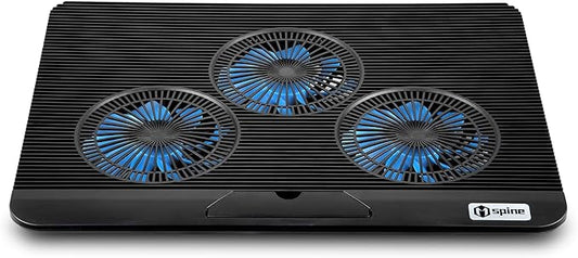 Laptop Cooling Pad, Mspine Laptop Cooler with 3 Blue Silent Fans, Ergonomic USB Powered Laptop Stand with Dual USB 2.0 Ports, Height-Adjustable Notebook Cooler for Notebook Under 17"- Black