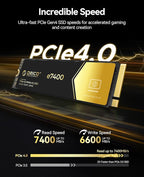 ORICO 1TB NVMe SSD PCIe 4.0- Up to 7400MB/s, M.2 2280 PCIe 4.0X4 Internal Solid State Drive, Fast Heat Dissipation, Compatible with macOS Windows for Gamers and Creators-e7400