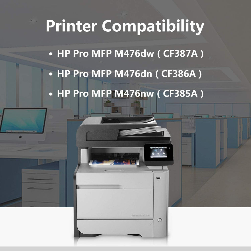 4 Pack (BK/C/M/Y) 312A | CF380A CF381A CF382A CF383A Remanufactured Toner Cartridge Replacement for HP Color Laserjet Pro M476dw(CF387A) M476dn(CF386A) M476nw(CF385A) Printer,Sold by TopInk