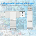iDiskk 256GB iPhone Photo Storage Stick MFi Certified Flash Drive Photo Stick for iPhone (14/13/12/12 pro/12 pro max/11/11 Pro/XR/X) Flashdrive for iPhone iPad MacBook/Laptops/PC for Photos Videos