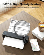 iDPRT Portable Thermal Printer, MT610 Pro Wireless for Travel, 300 DPI Bluetooth Inkless Printer Support 8.5" X 11" US Letter&A4&A5 Thermal Paper for Home, Compatible with iOS, Android, Laptop, Black