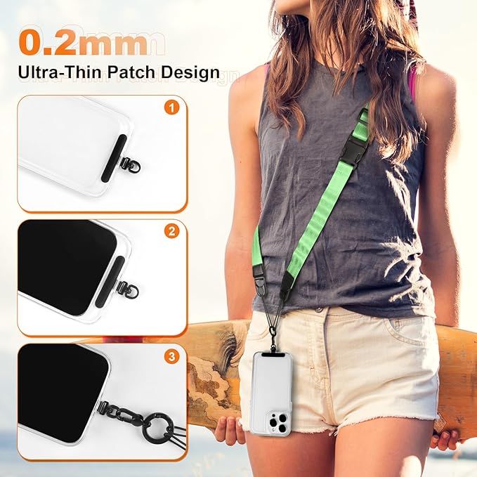 Adjustable Crossbody Phone Lanyard, Universal Phone Wrist Strap and Phone Neck Strap with Tether Tab, Phone Lanyard with Quick Release, Suitable for iPhone and Most Smartphones, Light Green