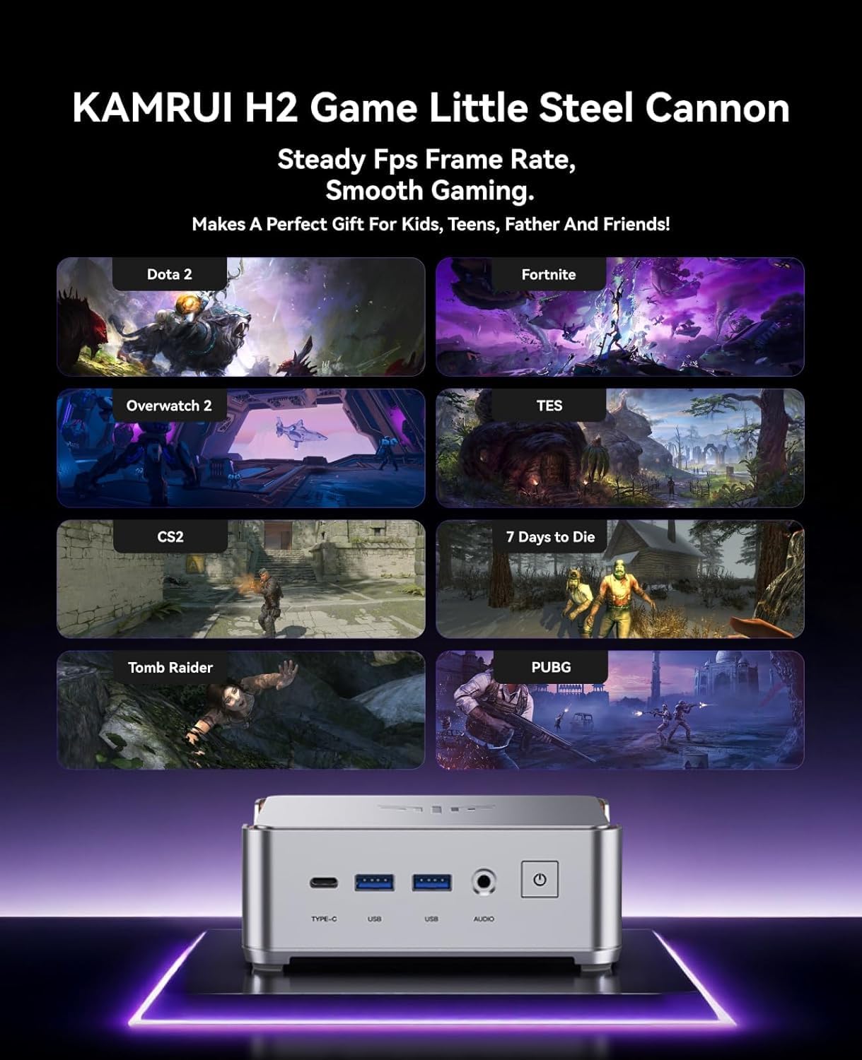 KAMRUI Hyper H2 Mini Gaming PC, in-tel Core i9-11900H (Beat 1195G7/5825U, up to 4.9GHz) 32GB RAM 1TB SSD Mini Desktop Computers, Triple 4K Display 6*USB3.2, USB-C, HDMI, DP, WiFi6, BT5.2, Office Home