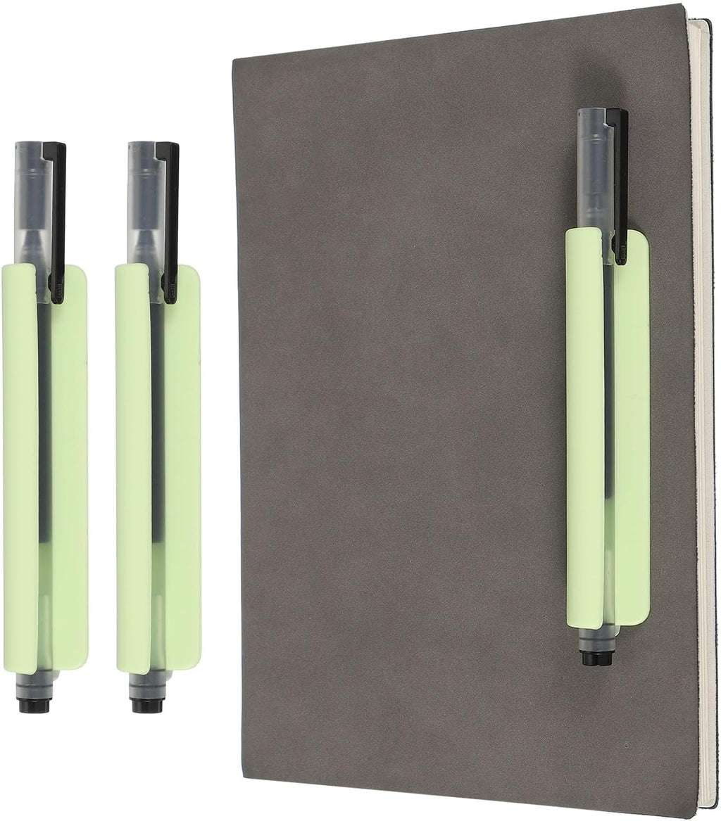 PATIKIL 2 Pcs Adhesive Pencil Holders, 105mm Long Universal Pencil Clip Silicone Pen Holder Office Pen Organizer for Desk Wall Clipboard Notebook Tablet Case Stylus, Green