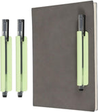 PATIKIL 2 Pcs Adhesive Pencil Holders, 105mm Long Universal Pencil Clip Silicone Pen Holder Office Pen Organizer for Desk Wall Clipboard Notebook Tablet Case Stylus, Green