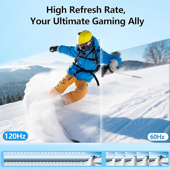 24'' Large Portable Monitor, FHD 120HZ 120% SRGB IPS USB-C HDMI Work Home Gaming Built-in Stand Speakers Second Monitor 1080P for Laptop, MacBook, Phones